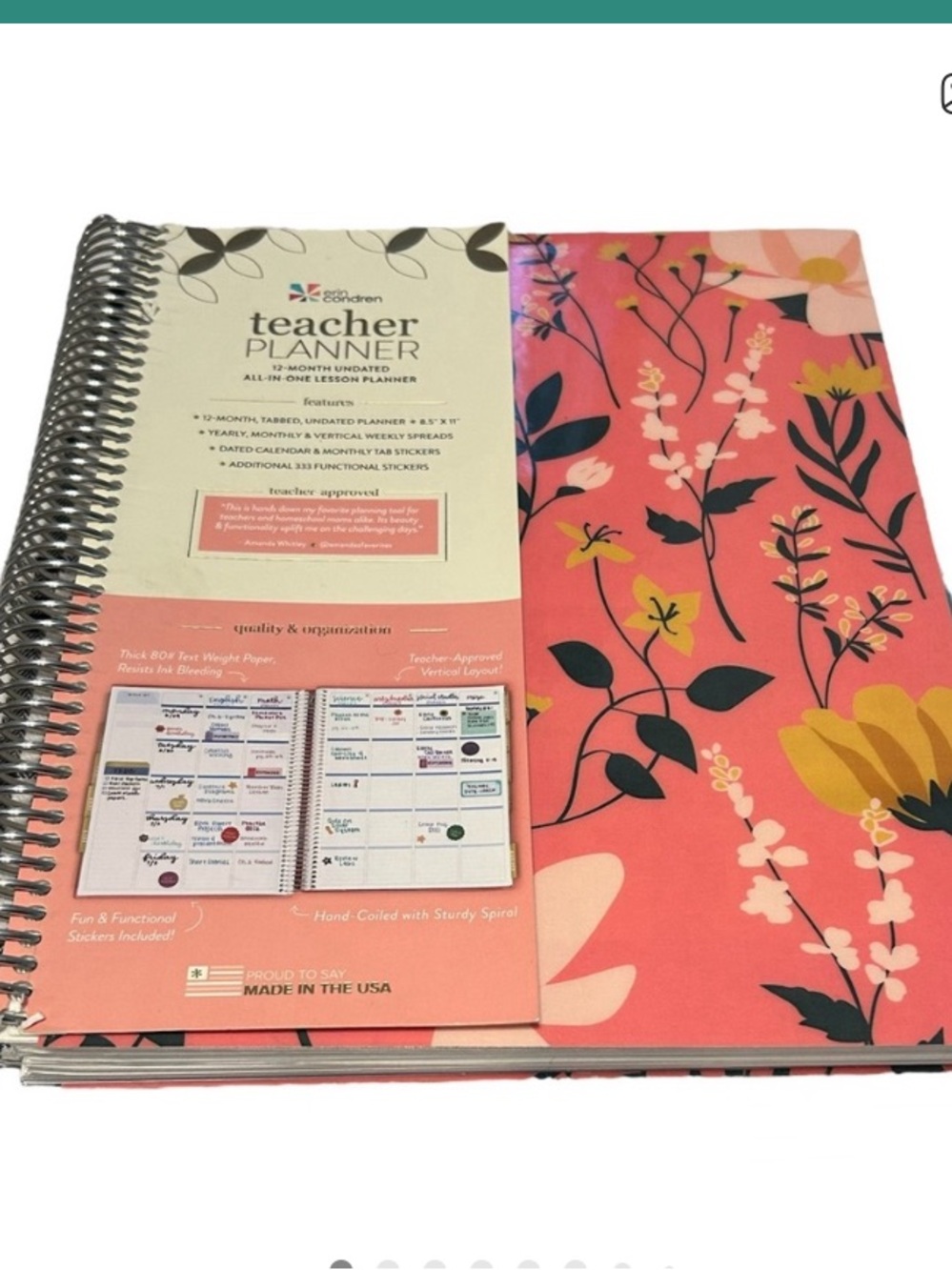 Erin Condren Coral Pink & Yellow Floral Planner